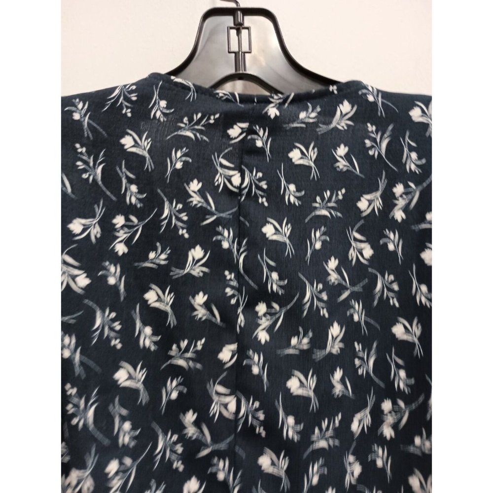 Daytrip Womens BOHO Faux Wrap Blouse Top Large Navy Floral Long Sleeve Oversized - Picture 6 of 6